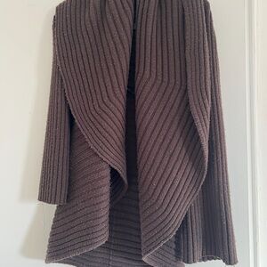 Elegant Brown Ribbed Women's Cardigan